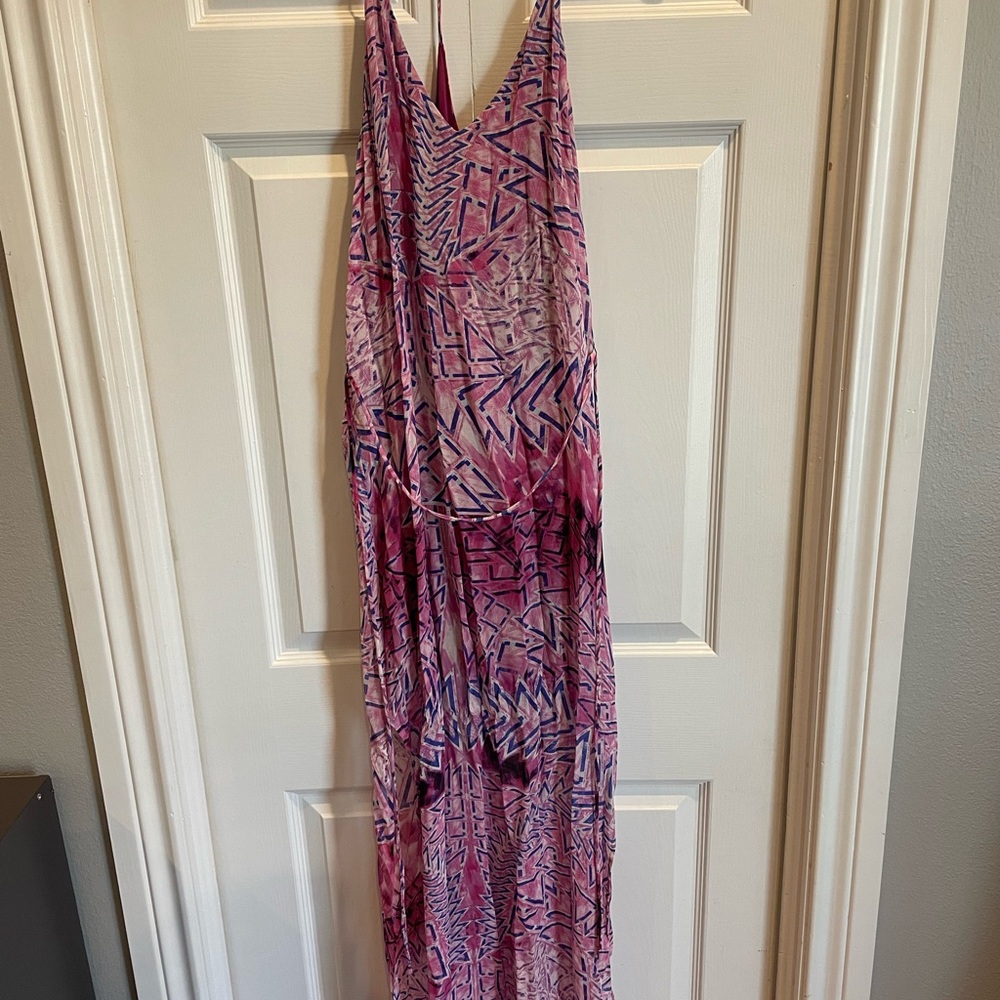 Pink and Purple Patterned Maxi Dress